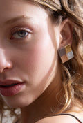 Pixel Square Earrings- Metallics