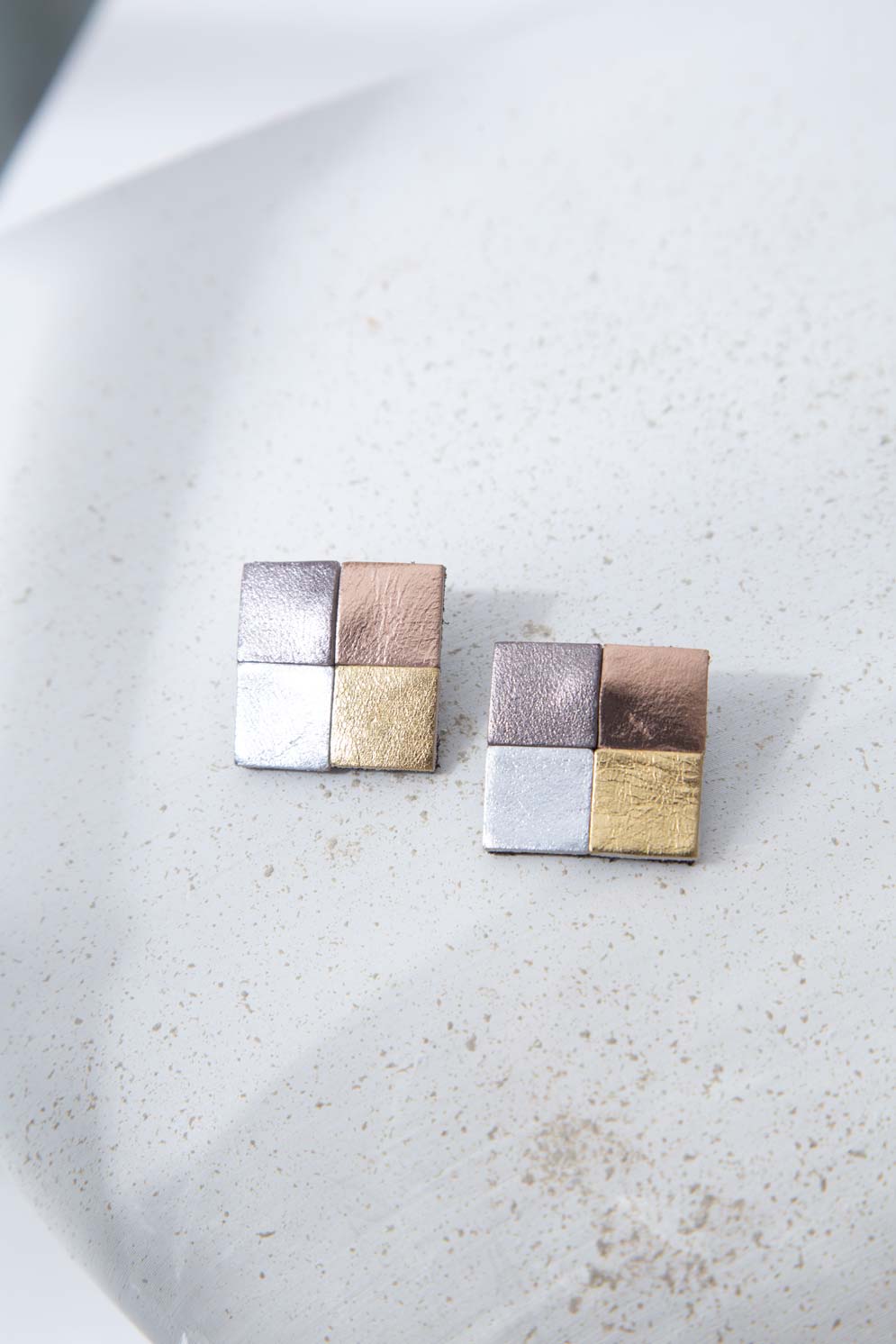 Pixel Square Earrings- Metallics
