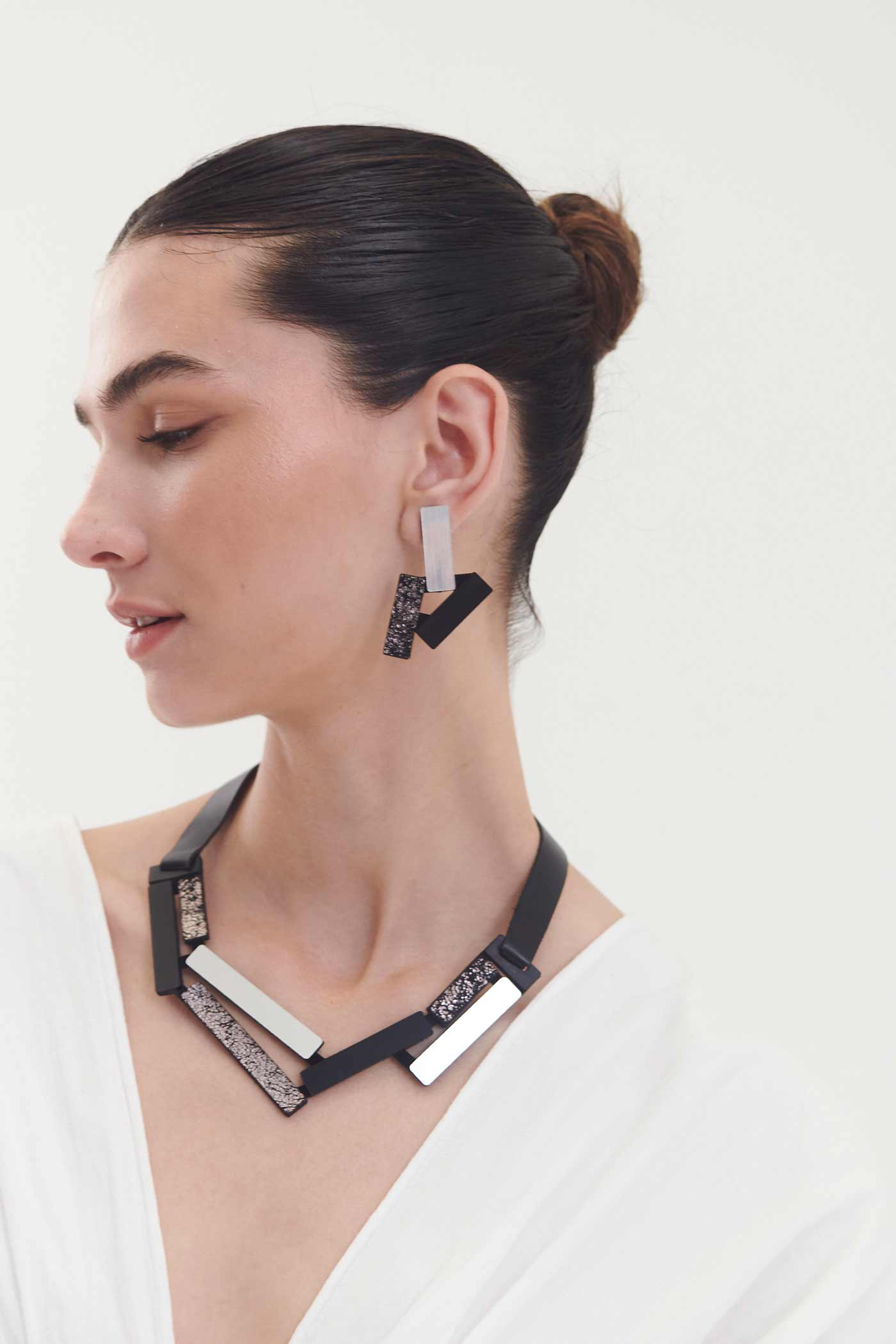 Pendientes Ray Pequeños - Plata/Negro/Peltre