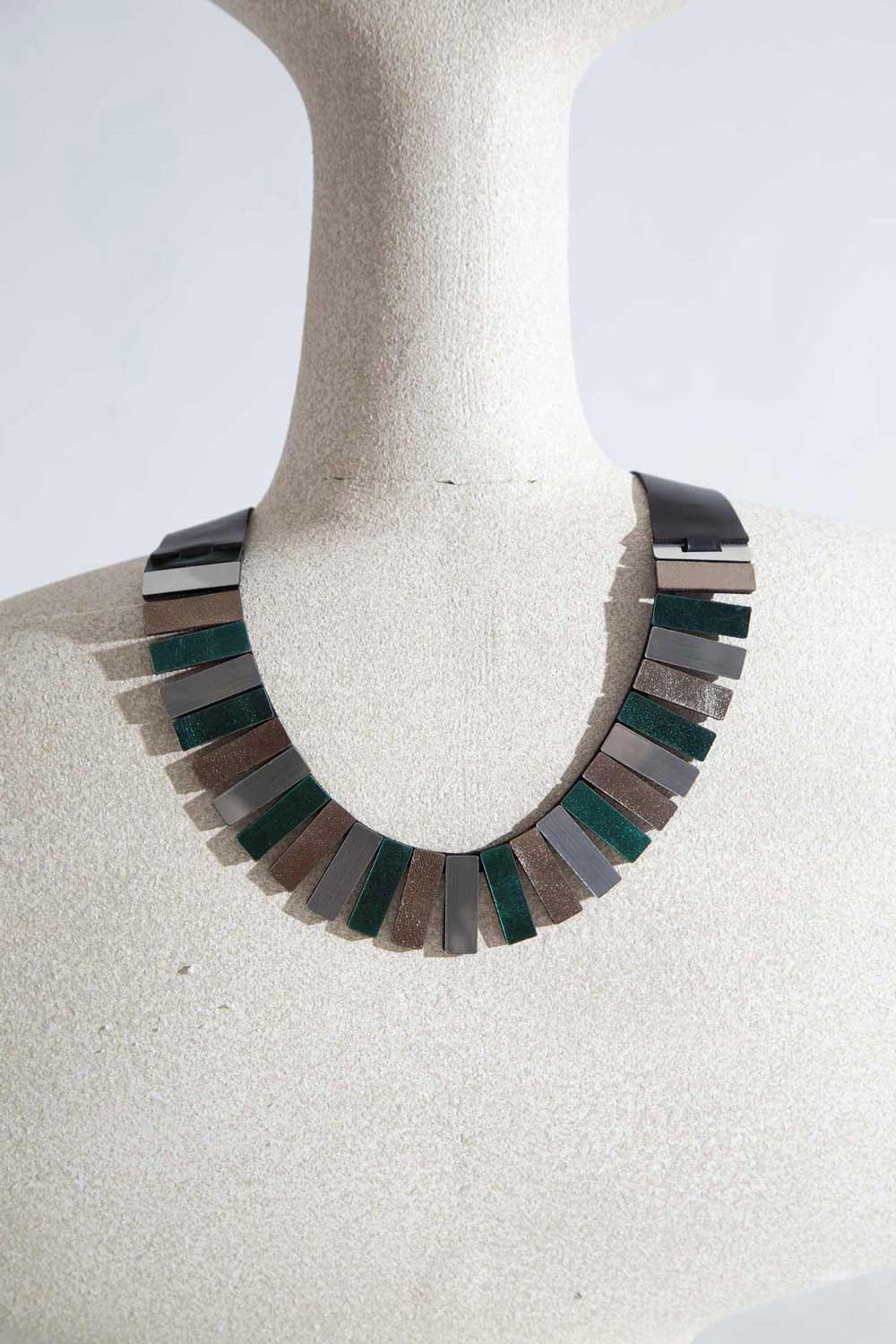 Halskette Ray Egyptian - Silber + Zinn + Grün