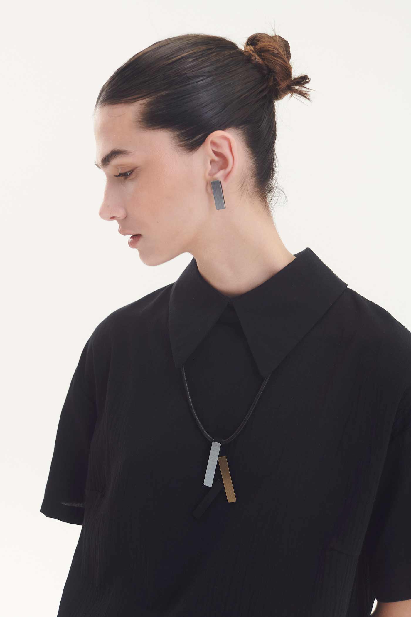 Ray rectangle earrings silver