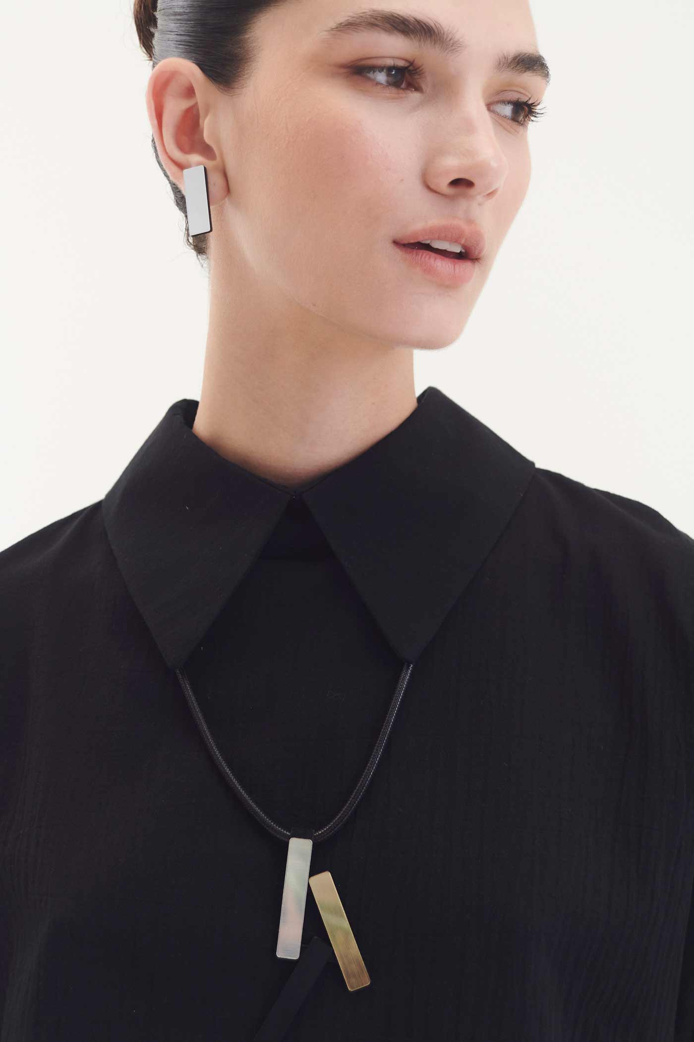 Ray rectangle earrings silver