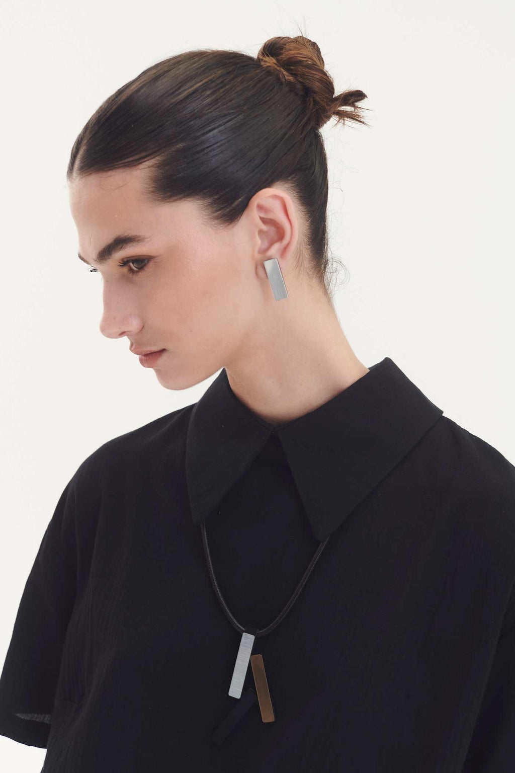 Ray rectangle earrings silver