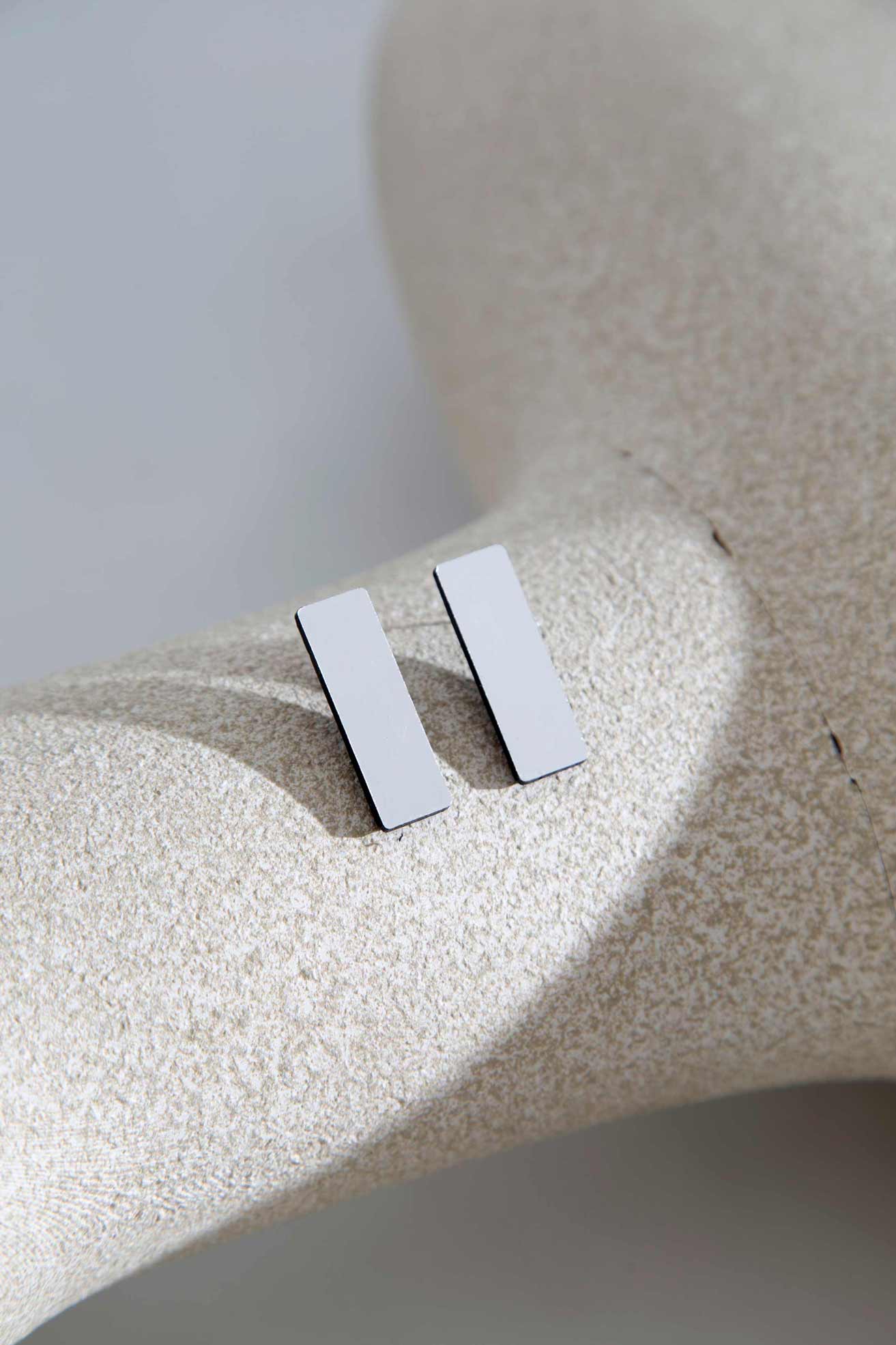 Ray rectangle earrings silver