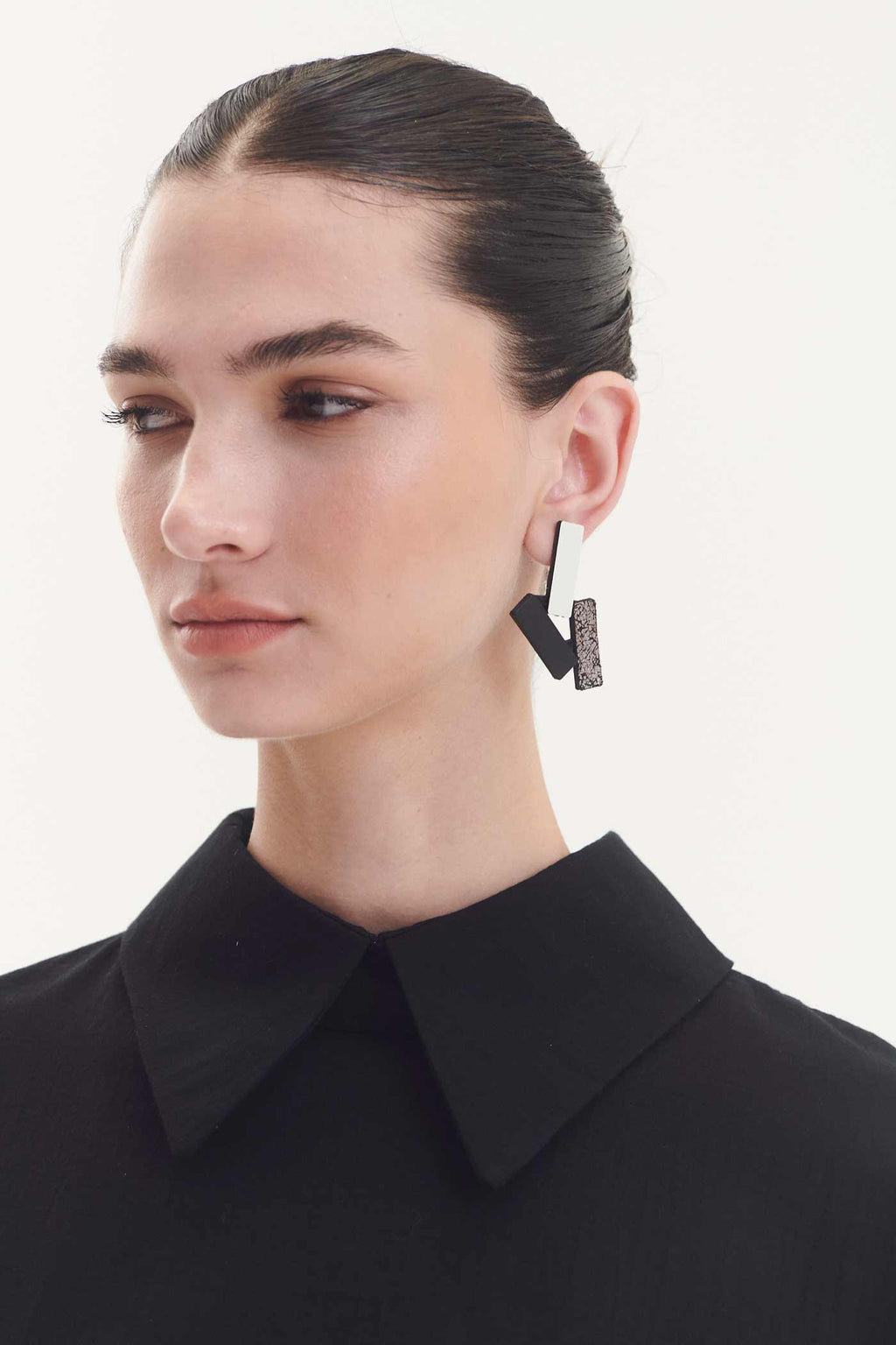 Pendientes Ray Pequeños - Plata/Negro/Peltre