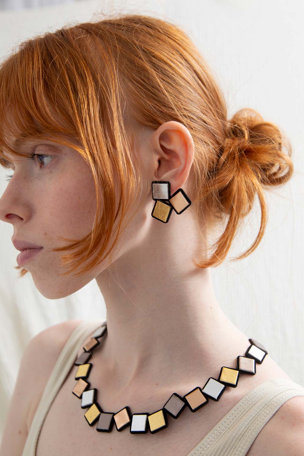 Pendientes Rainbow 3 Cuadrados - Metálico