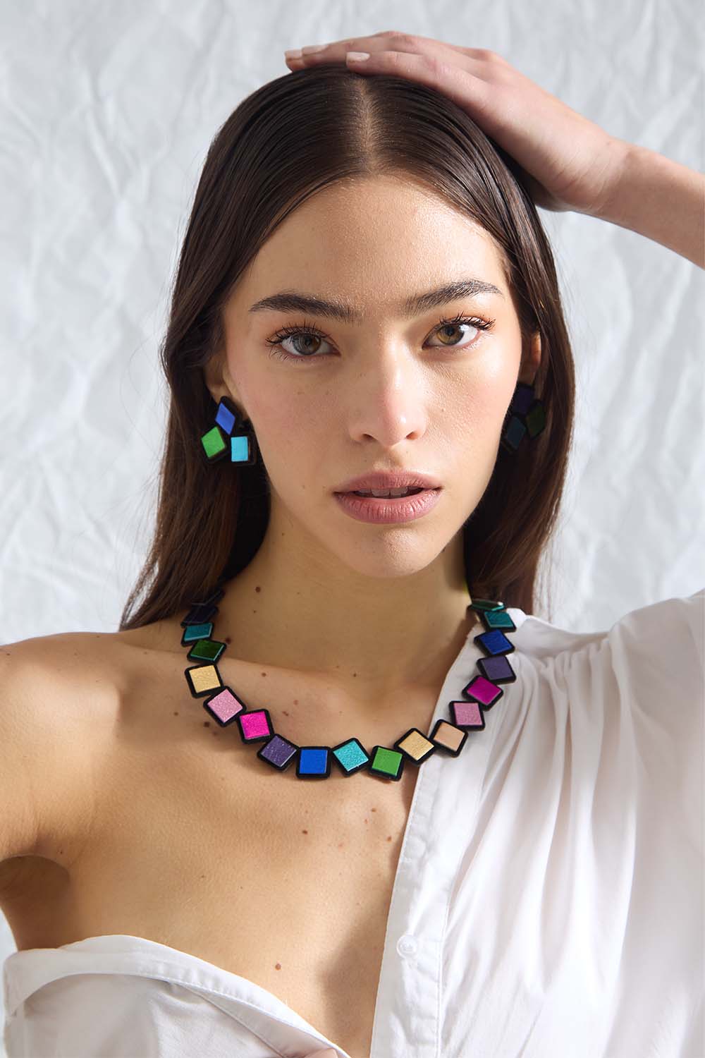 Collar Rainbow Cuadrados - Arcoíris