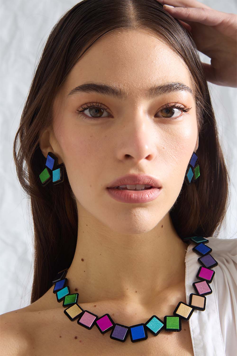Collar Rainbow Cuadrados - Arcoíris