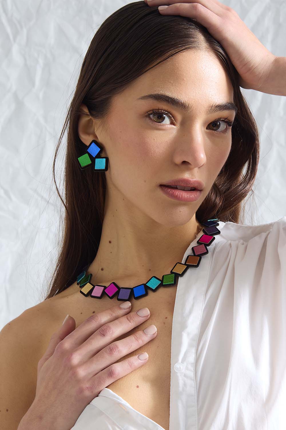 Pendientes Rainbow 3 Cuadrados - Colores Fríos