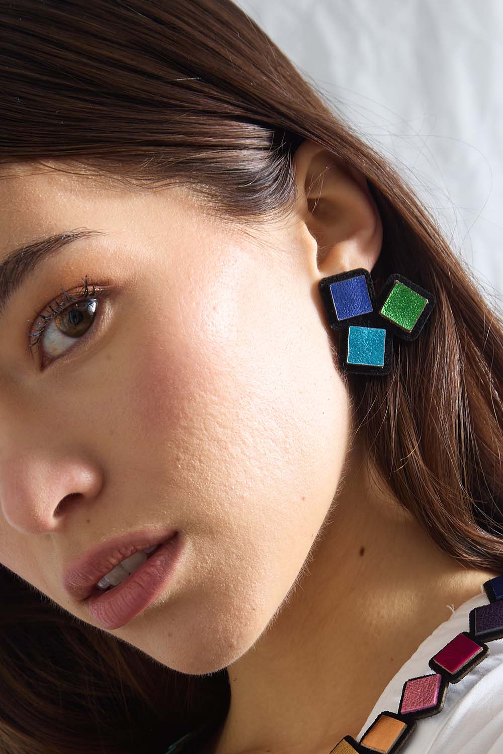 Pendientes Rainbow 3 Cuadrados - Colores Fríos