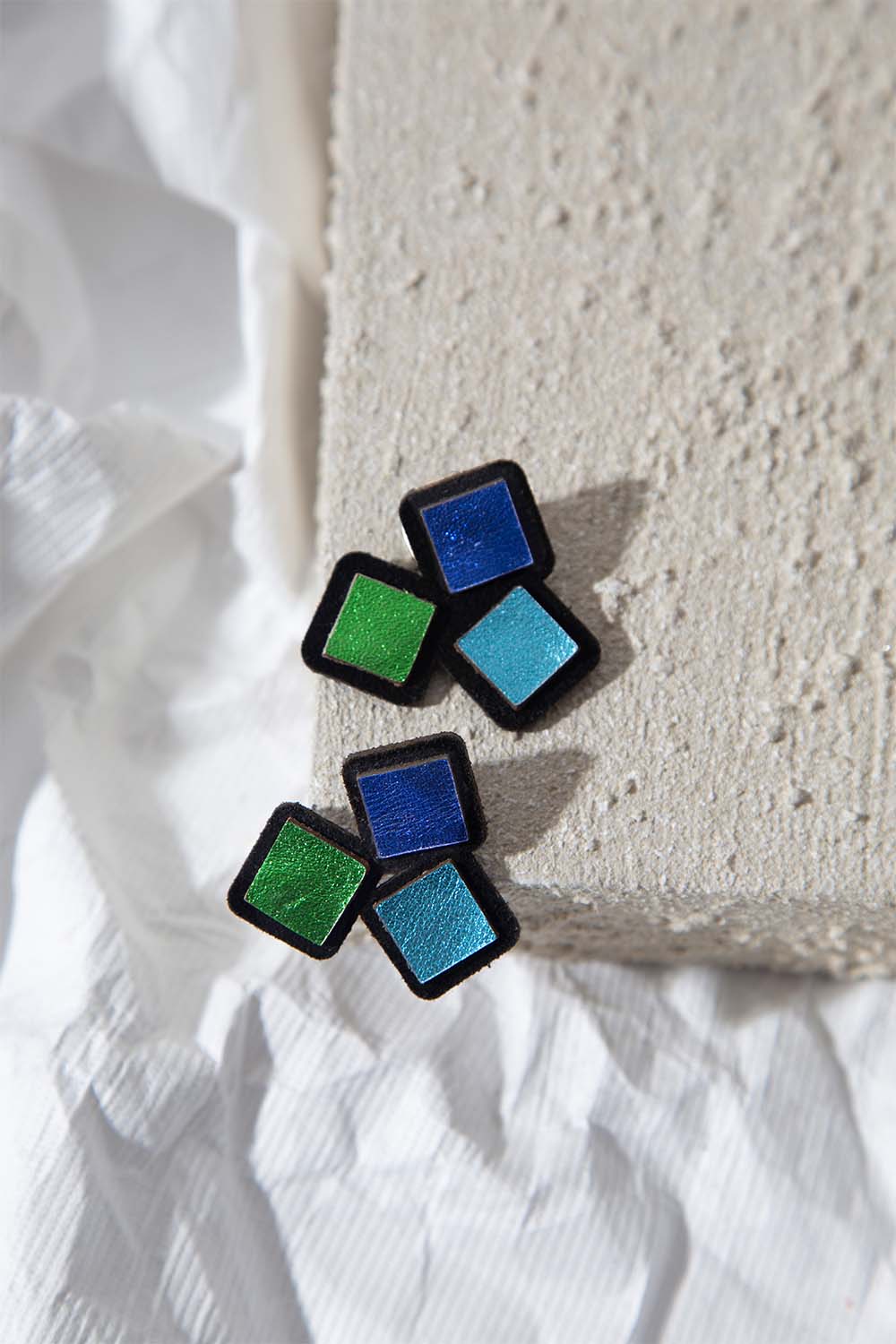 Pendientes Rainbow 3 Cuadrados - Colores Fríos