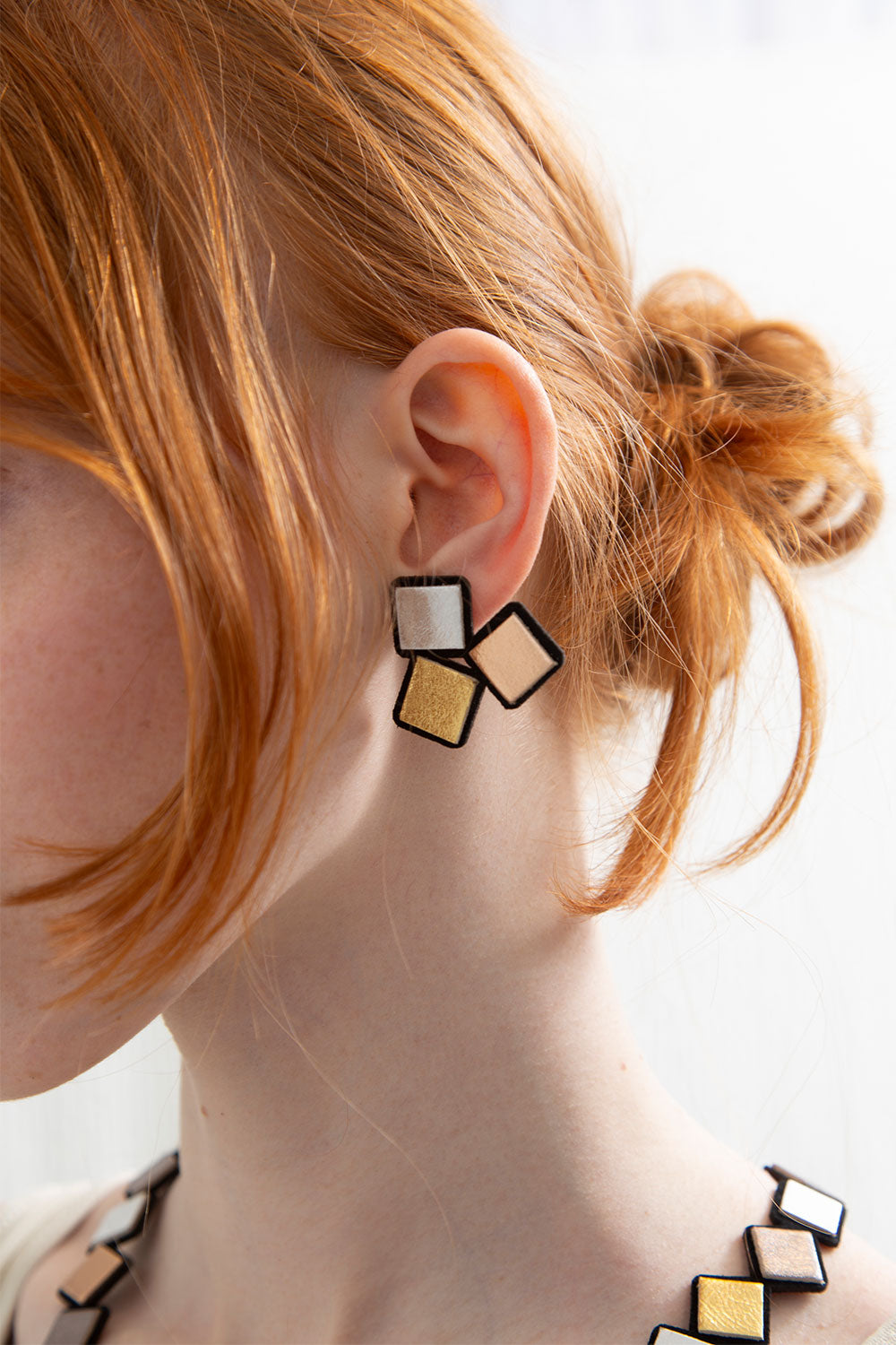 Pendientes Rainbow 3 Cuadrados - Metálico