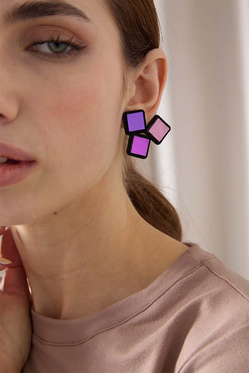 Pendientes Rainbow 3 Cuadrados - Colores Cálidos