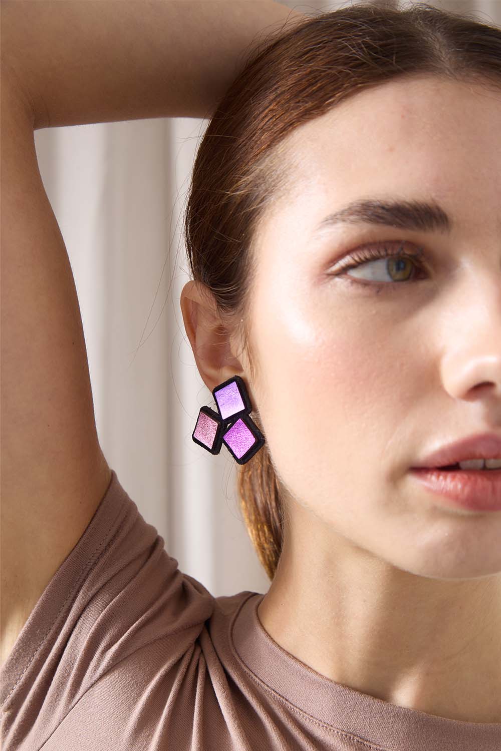 Pendientes Rainbow 3 Cuadrados - Colores Cálidos