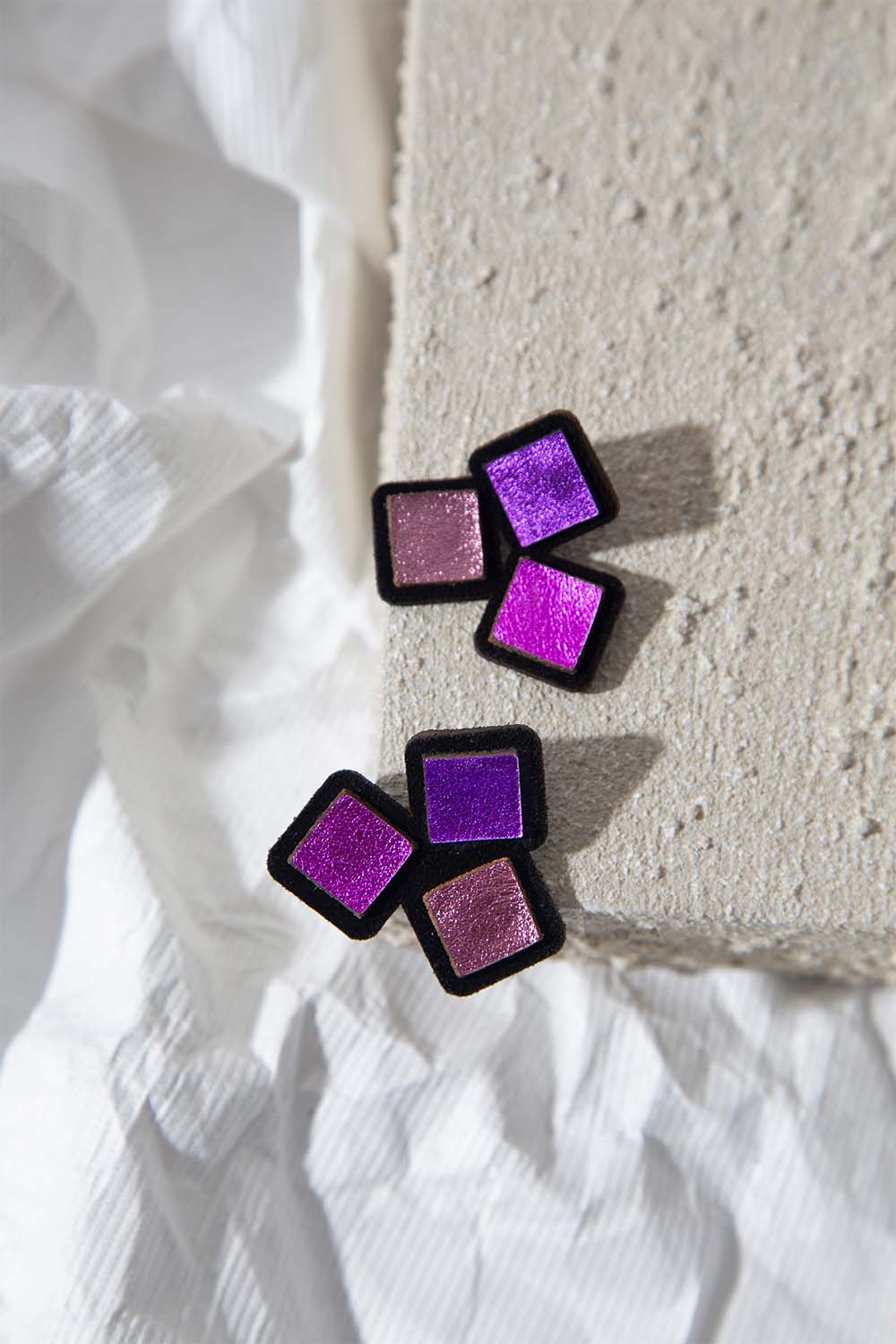 Pendientes Rainbow 3 Cuadrados - Colores Cálidos