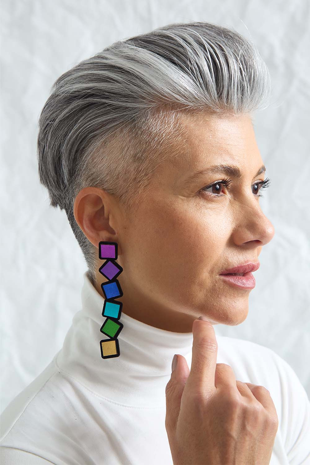 Pendientes Rainbow Cuadrados Largos - Arcoíris
