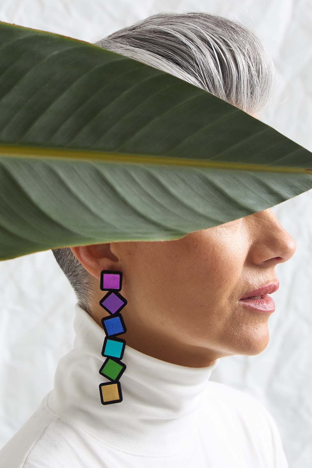 Pendientes Rainbow Cuadrados Largos - Arcoíris