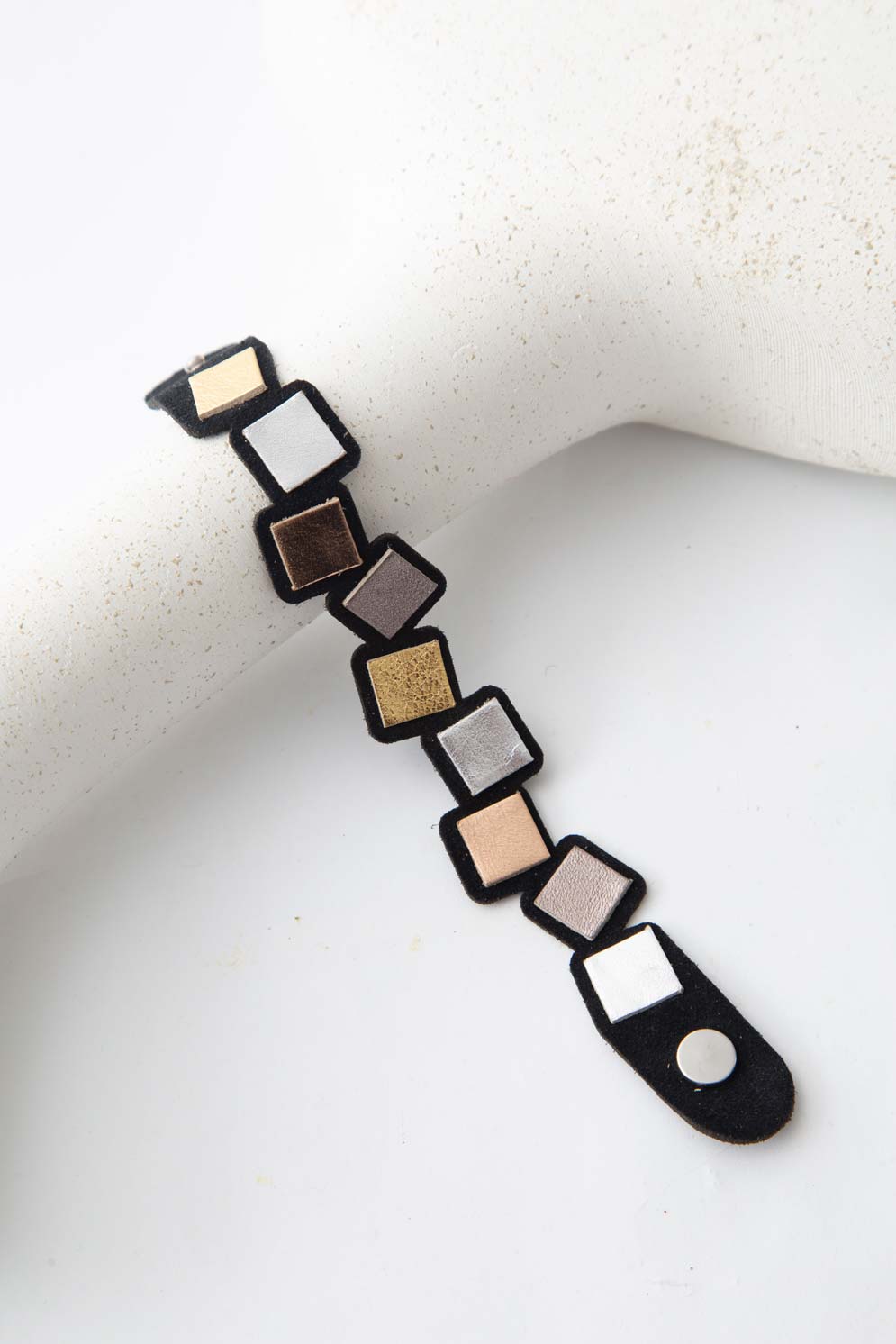 Regenbogen Armband Quadrate Regenbogen - Metallics