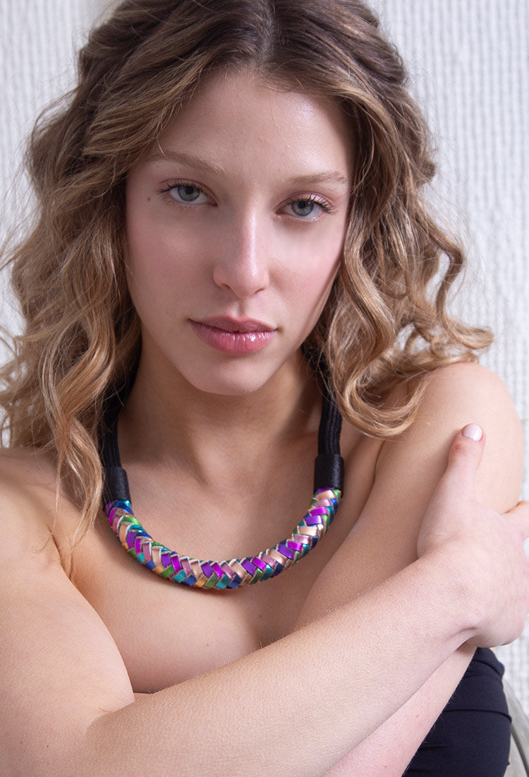 Rainbow Necklace Woven - Rainbow