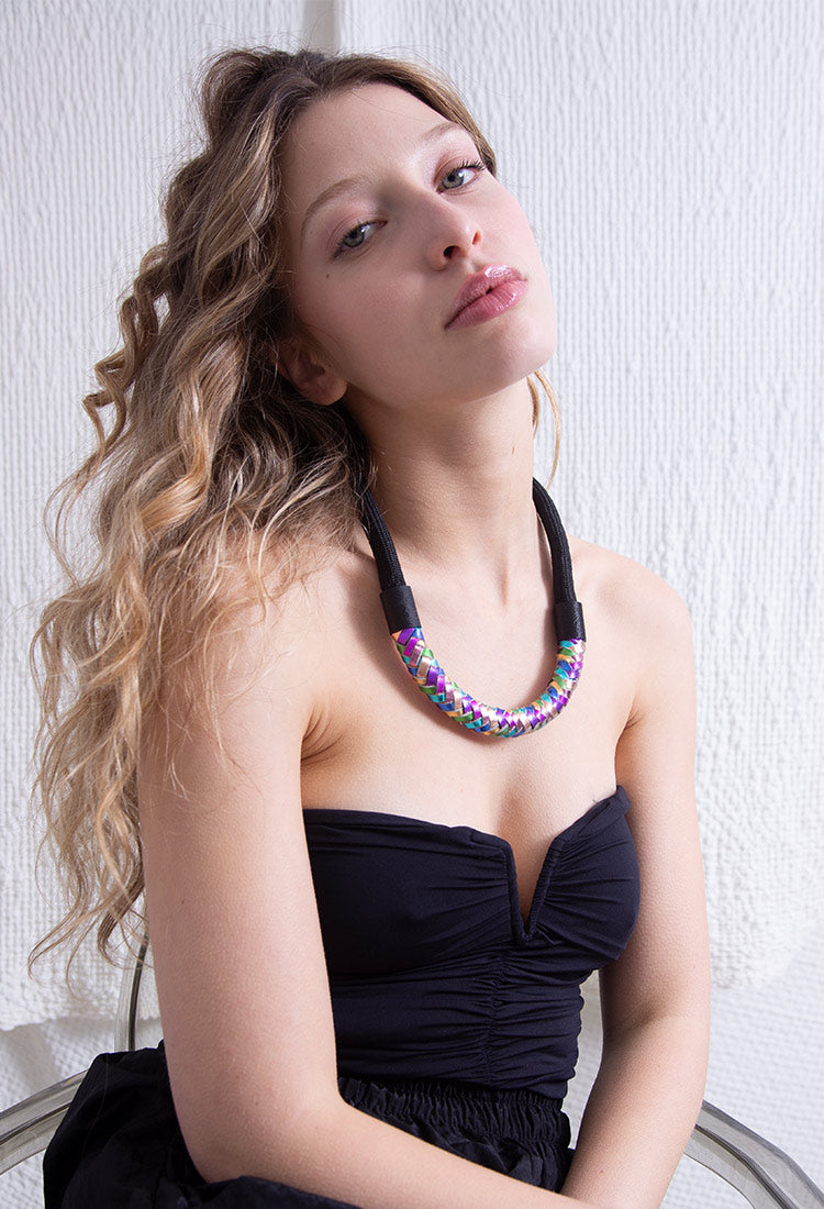 Rainbow Necklace Woven - Rainbow
