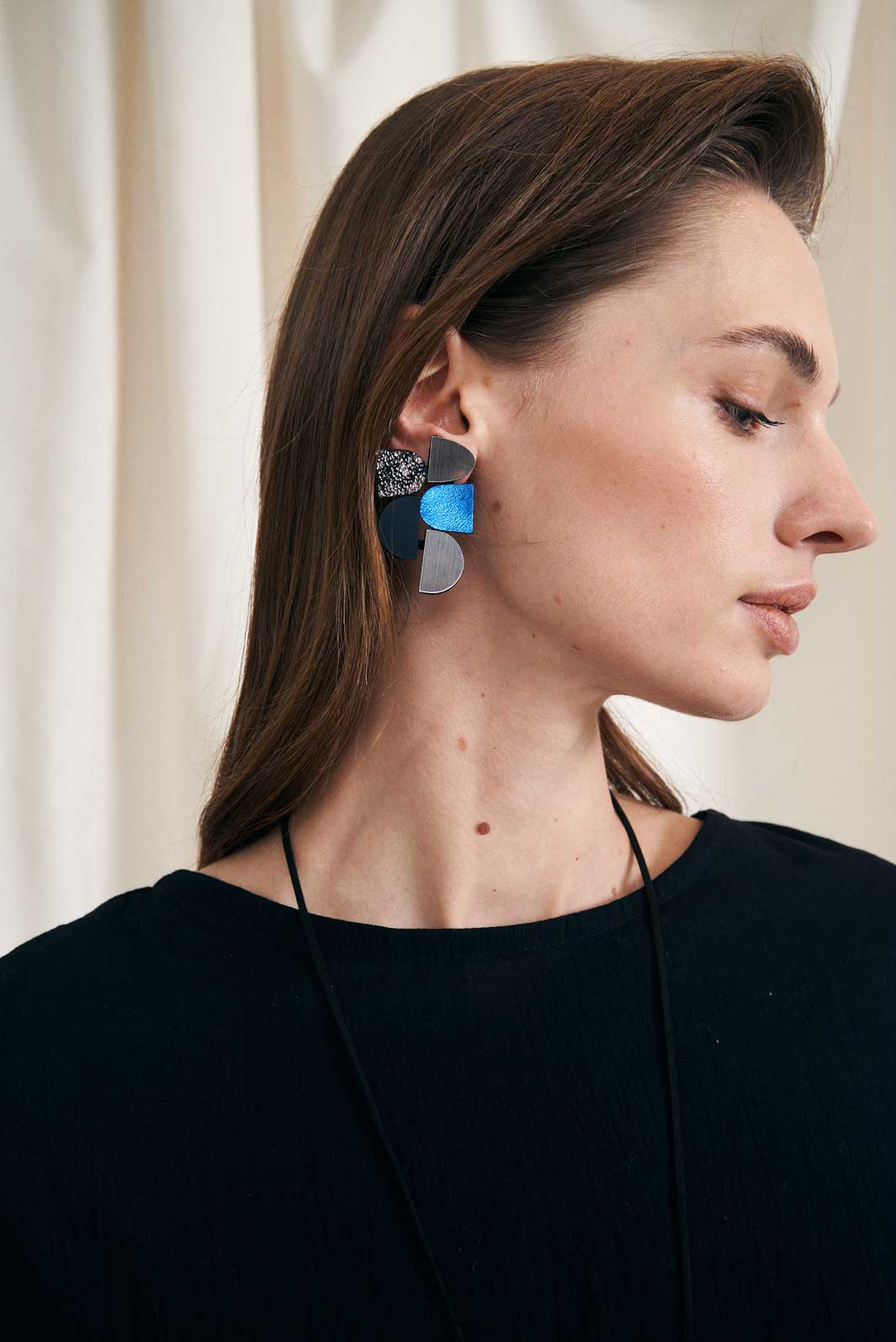 Pendientes Sophie's Vision - Plata/Negro/Peltre/Azul