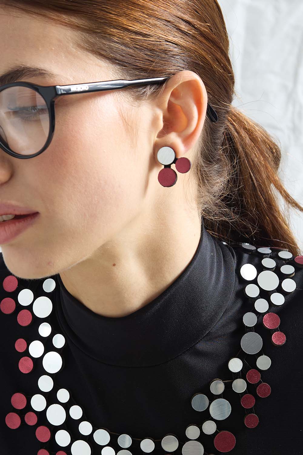 Pendientes Abstraction - Plata/Burdeos