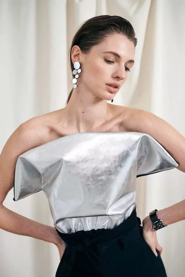 Leather Top - Silver