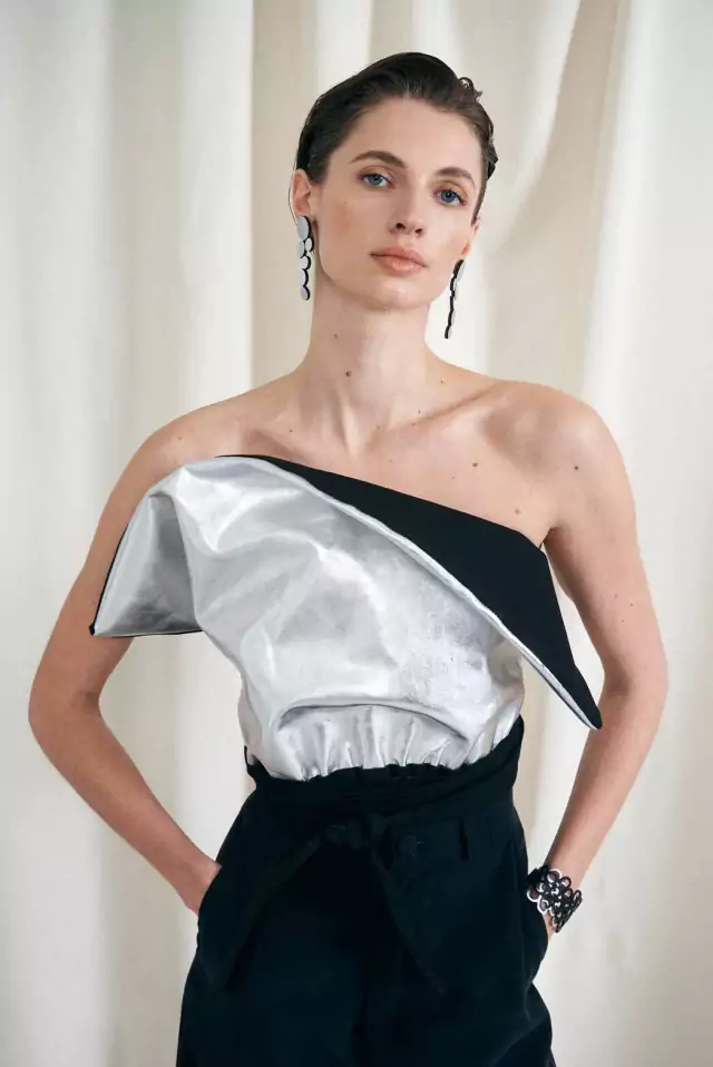 Leather Top - Silver