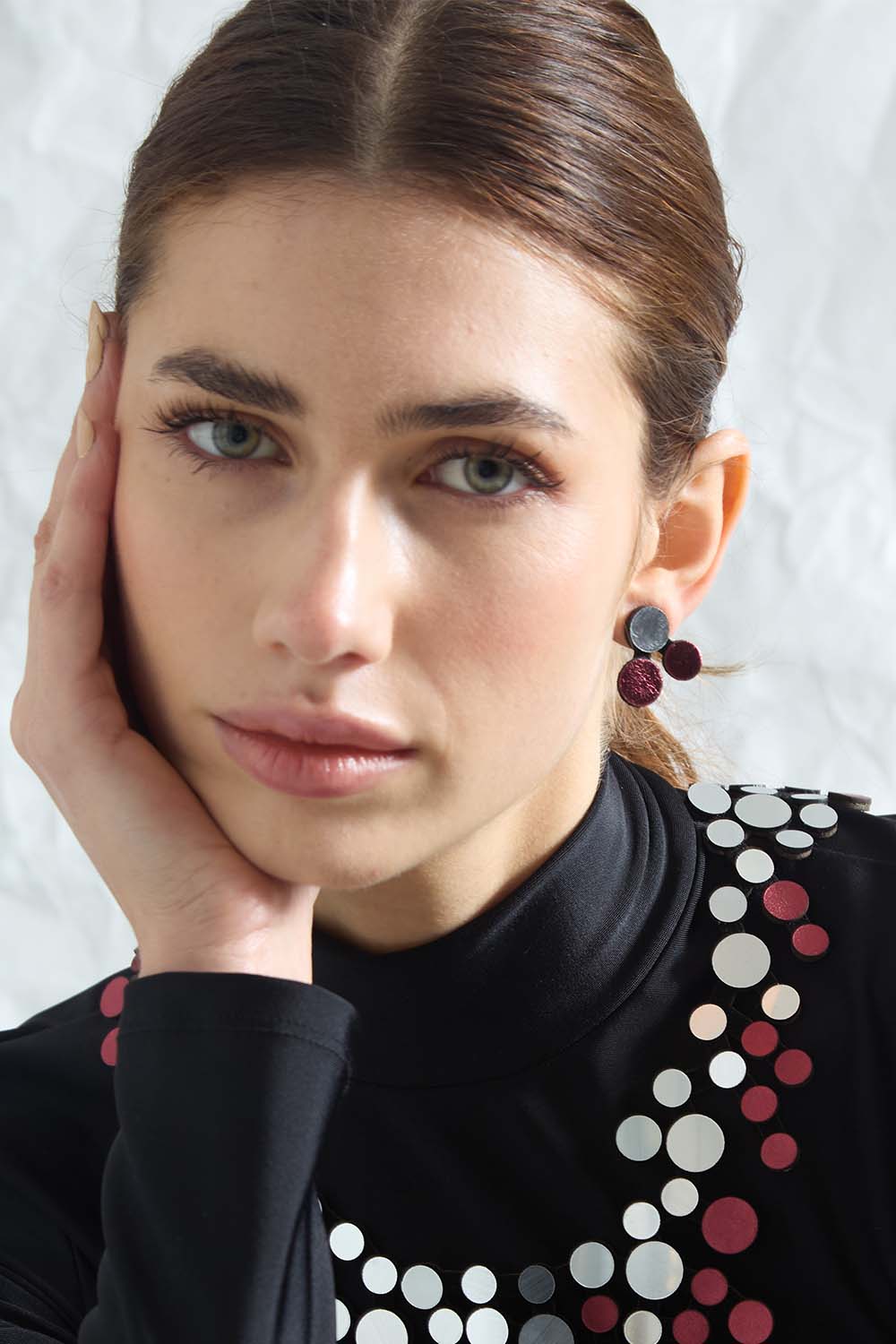 Pendientes Abstraction - Plata/Burdeos