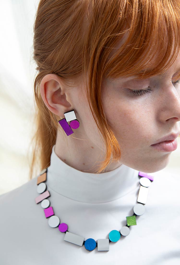 Pendientes Bauhaus Pequeños - Plata/Oro/Negro