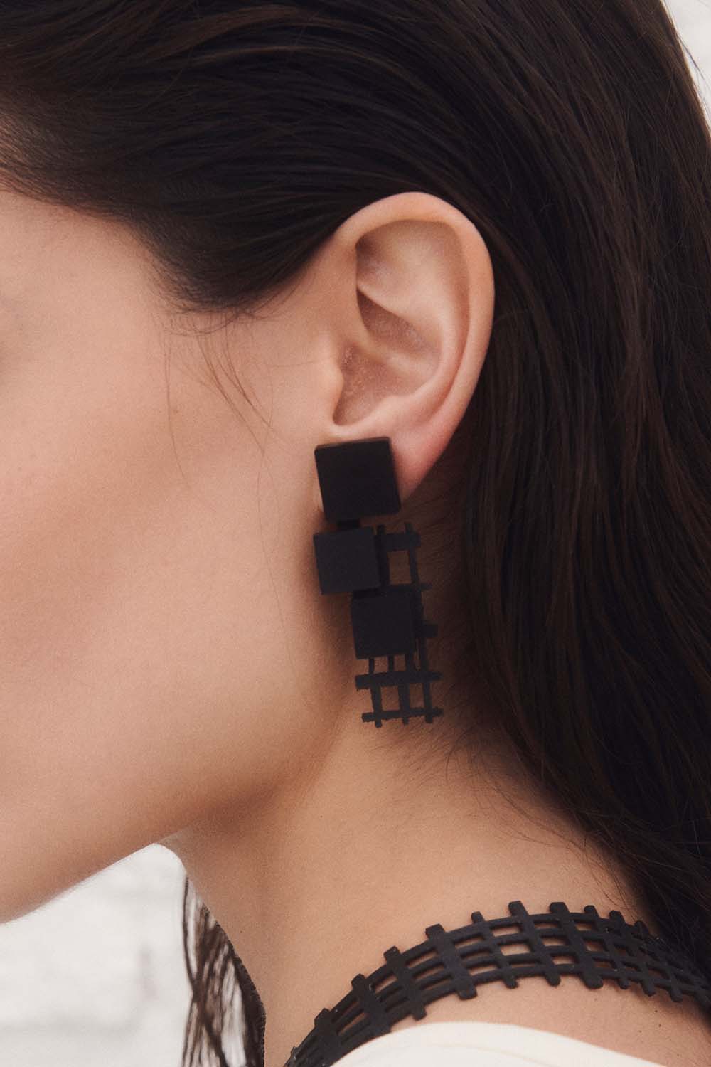 Pendientes Bauhaus Cuadrados - Negro