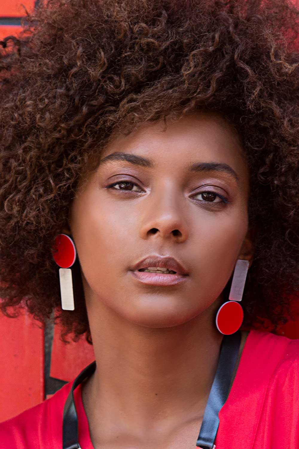 Pendientes Bauhaus - Plata/Rojo