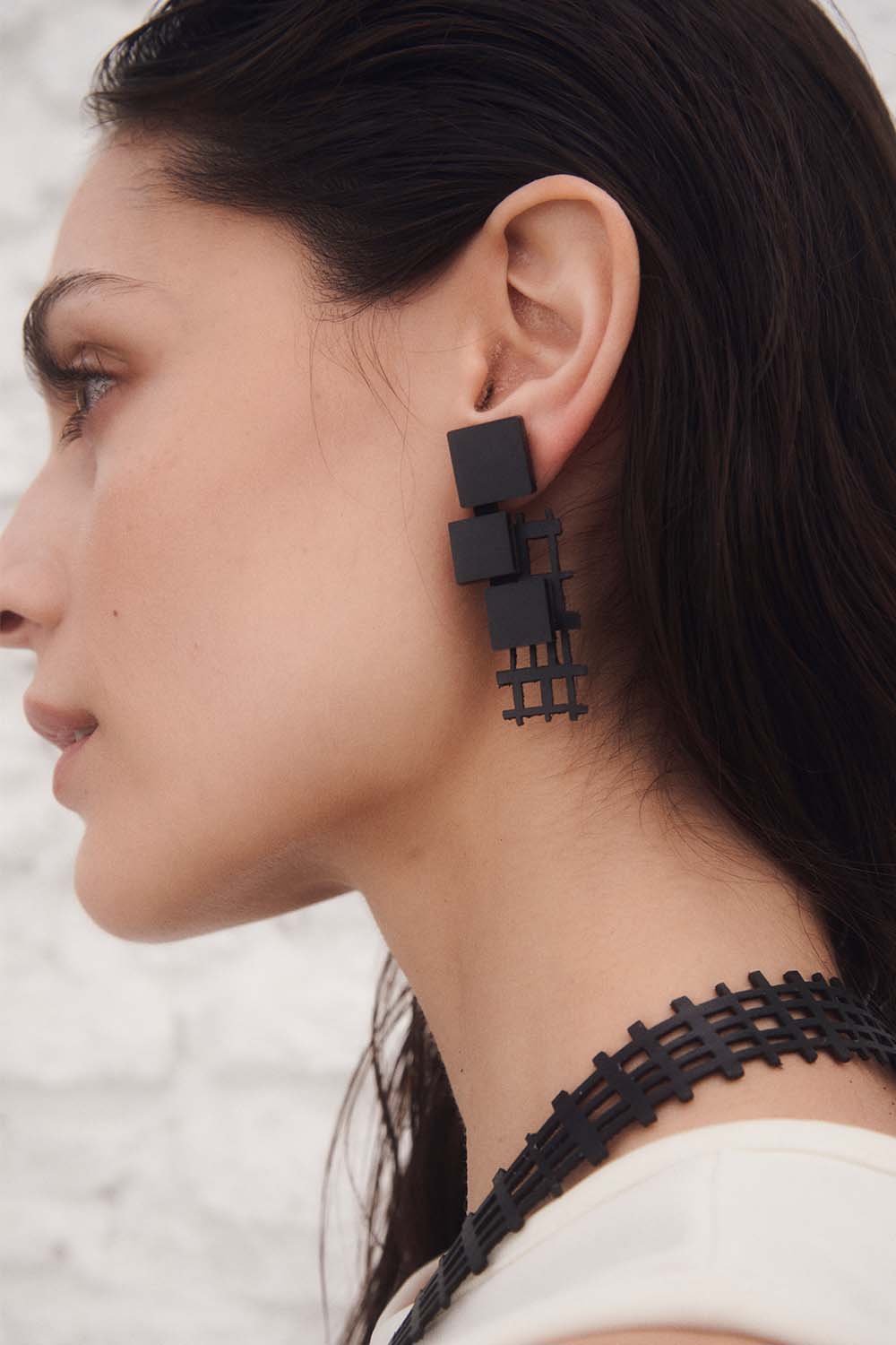 Pendientes Bauhaus Cuadrados - Negro