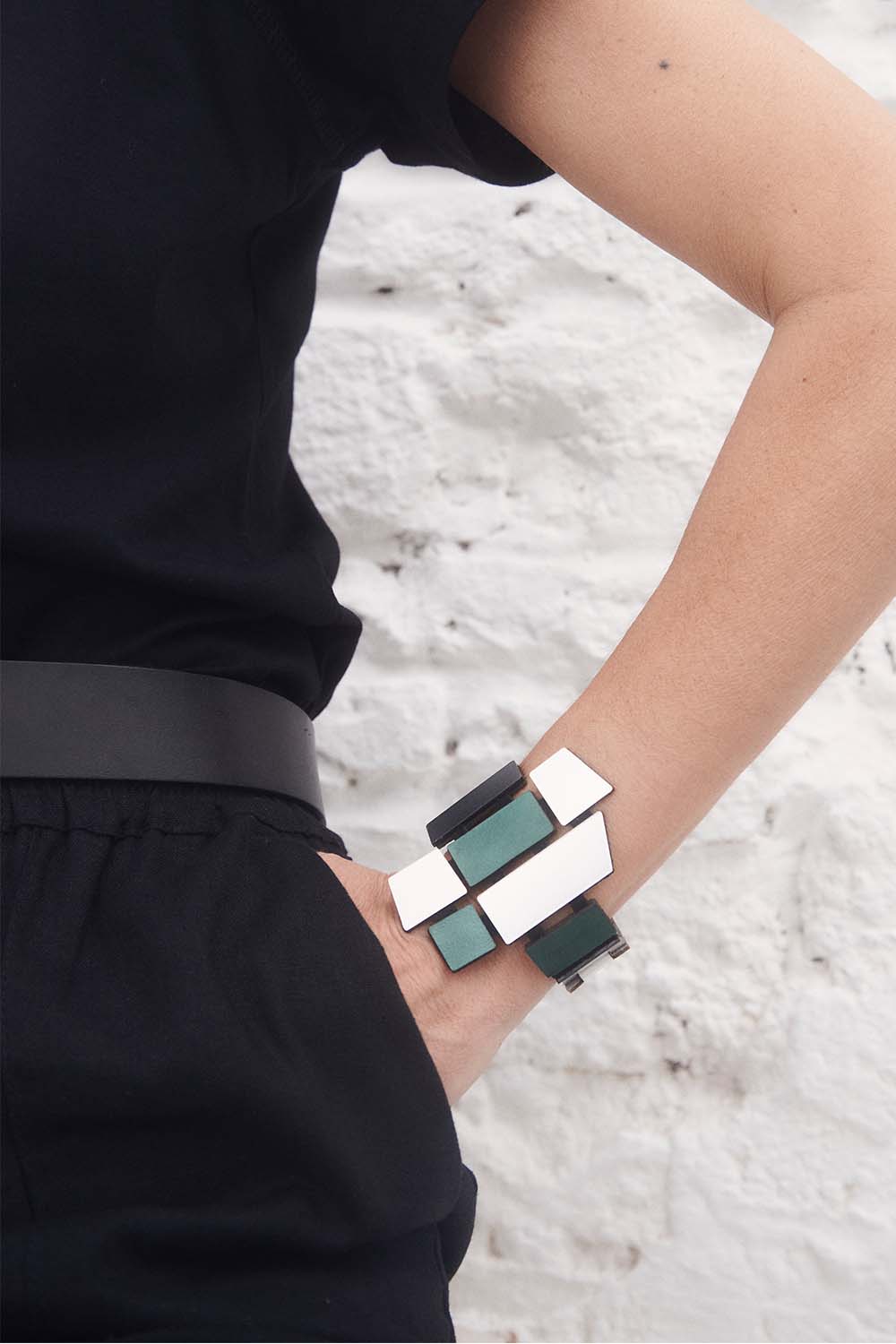 Brazalete Piet - Plata/Verde