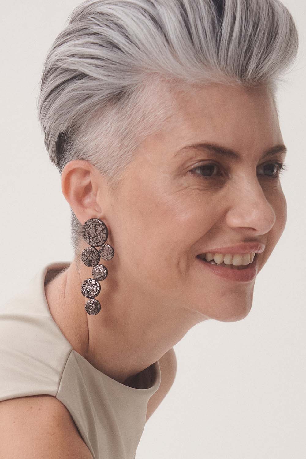 Pendientes Abstraction Largos - Peltre Craquelado