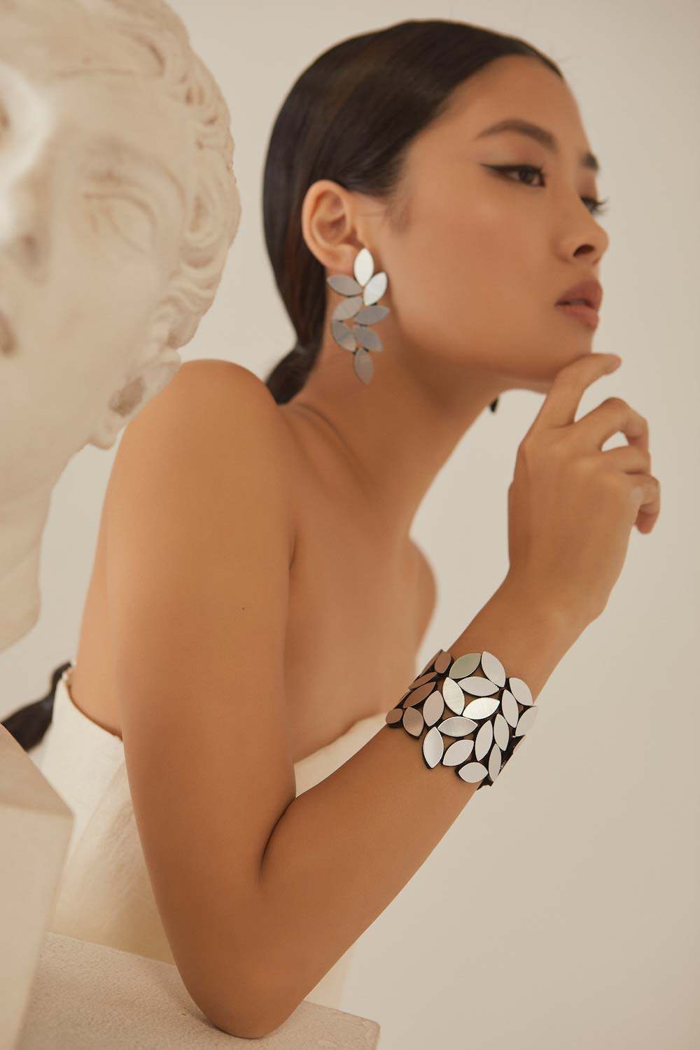 Pendientes Kate Leaves Largos - Plata